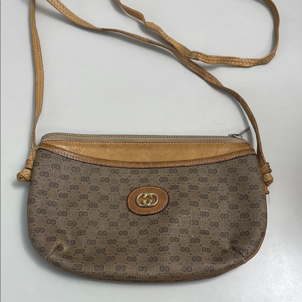 Vintage Gucci Brown and Tan Crossbody Bag